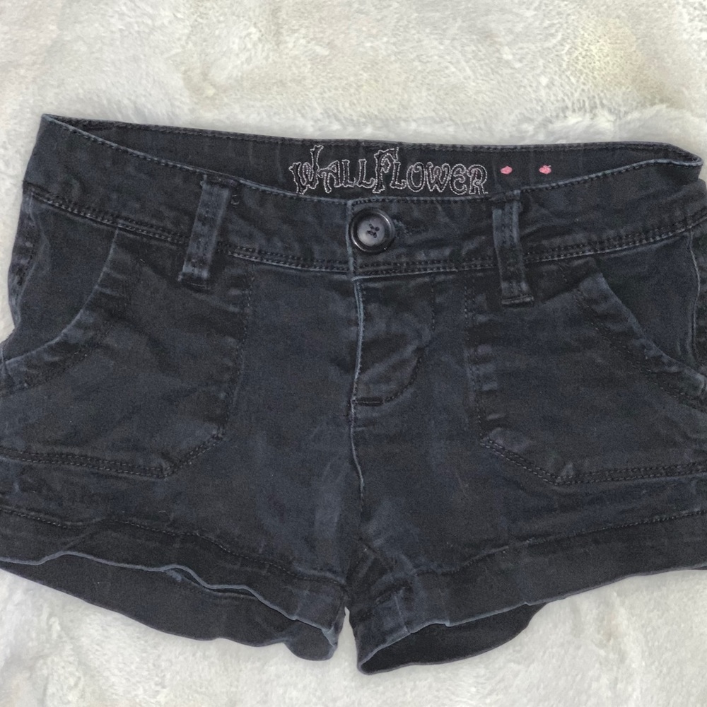Black denim shorts